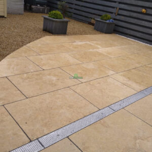 Patio with Beige Egyptian Limestone Slabs and Golden Gravel in Enniscorthy, Co. Wexford (4)